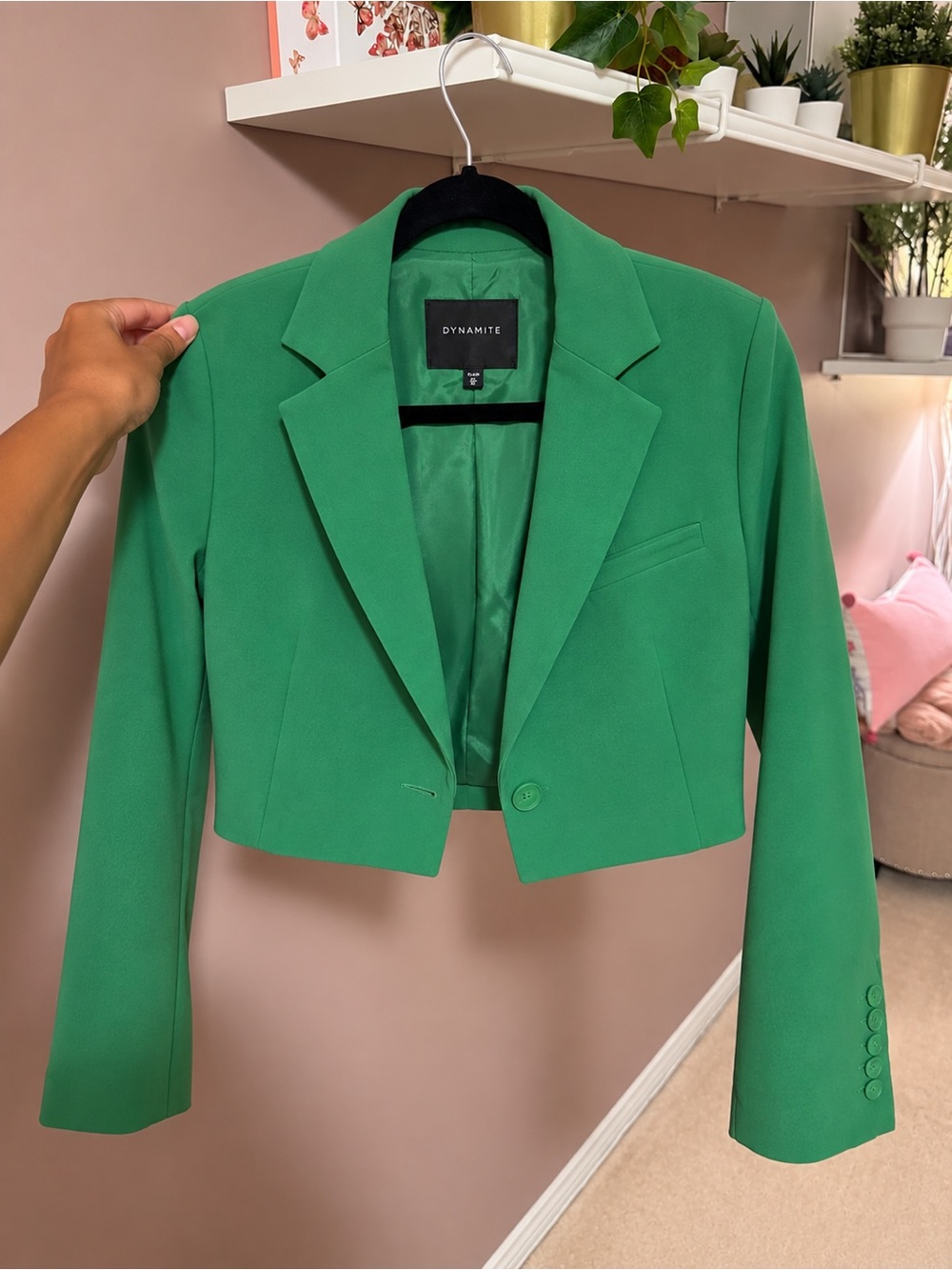 Dynamite Emerald Green Cropped Blazer and Skirt Set